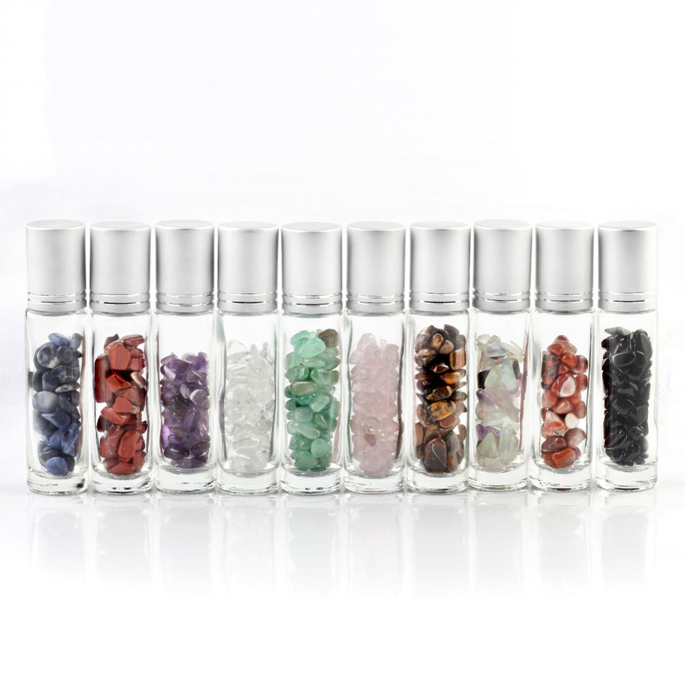 Refillable Glass Roller Ball for Essential Oils with Natural Stone